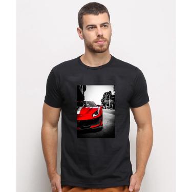 Imagem de Camiseta masculina Preta algodao Ferrari 488 Pista Carro Famoso Foto