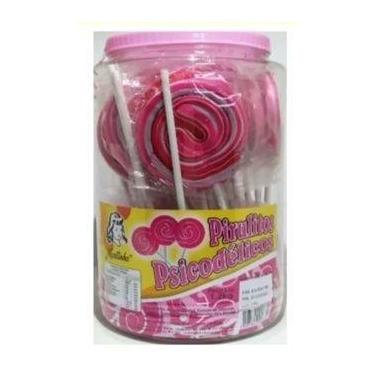 Imagem de Pirulito Psicodélico Chaves Rosa e Branco Pote C/30unid - Diâmetro 7 C