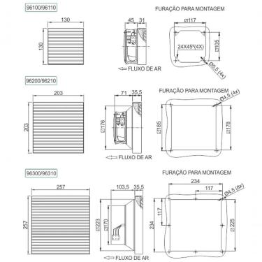 Imagem de Conjunto Ventilação Tasco Linha Std com Filtro 141M3-H 220V Cinza 130X130MM