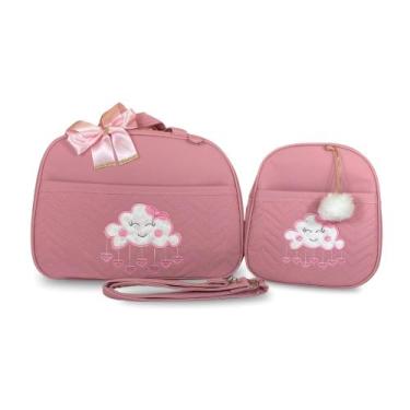 Imagem de Kit Bolsa Maternidade 2 Peças Grande Impermeável + Mochila + Trocador 