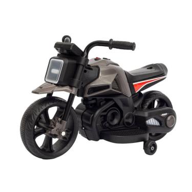 Imagem de Moto Elétrica Infantil Dark Rider Farol LED Função Frente e Ré Cinza com Preto Unitoys