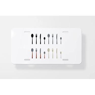 Imagem de Capa para placa de licença da Cutlery Vectors - Capa para placa de carro - Capa de moldura para placa de carro - 15 x 30 cm