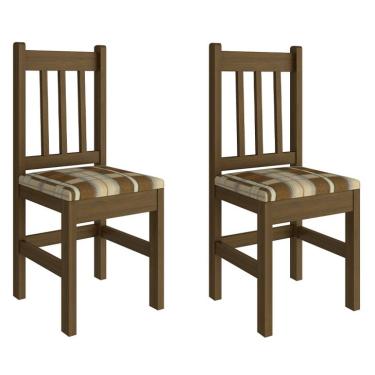 Imagem de Conjunto com 2 Cadeiras Wanda Canela e Xadrez Colorido