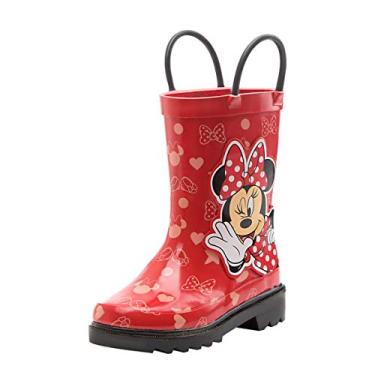 Imagem de Botas de chuva de borracha à prova d'água com estampa de Minnie Mouse da Disney Girls, Red Minnie Mouse, 11 Little Kid