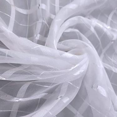 Imagem de 5 Metros Tecido Voil Branco Xadrez Com 3,00 Metros Largura