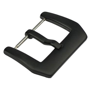 Imagem de RECHERE Pulseira de relógio de aço inoxidável fecho Pin Tang fivela 18mm 20mm 22mm 24mm, Preto (fosco), 24mm, Moderno