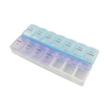 Imagem de Caixa Porta Comprimidos Organizador de Remédios 7 Dias da Semana Manhã e Noite 2x Por Dia