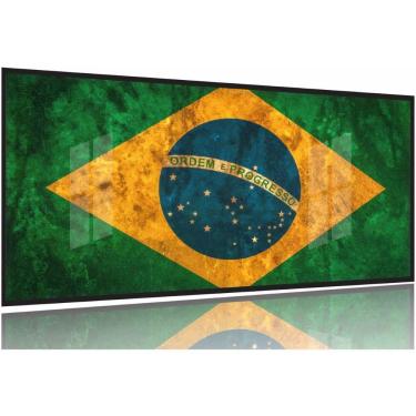 Imagem de Quadro Decorativo Bandeira Do Brasil Hd 130x60 Moldura Preta 2x2