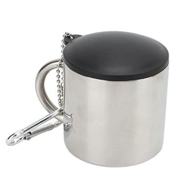 Imagem de Luqeeg Caneca de viagem de aço inoxidável, isolada, 110 ml, prata, moderna, reutilizável, caminhadas, acampamento, mochila, pacote com 2