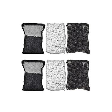 Imagem de CNZ® Kits de mídia de filtro de aquário (pacote duplo) – Carbono ativado, bola biológica, anel de cerâmica