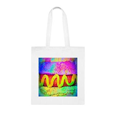 Imagem de Sacola de pôster Pop Art de cachorro-quente, presente divertido, bolsa de ombro, bolsas reutilizáveis, cesta de Natal de aniversário, ideia de presente, Branco