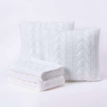 Imagem de Kit Peseira Manta Sofa Cama Queen 230x60cm + 2 Capas de Almofada Tricot Viena