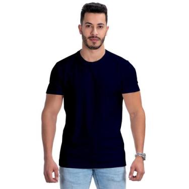Imagem de Camiseta Básica Lisa Masculina Azul Marinho Confortável - Bueno Store