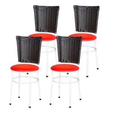 Imagem de Jogo 4 Cadeiras Para Cozinha Branca Hawai Café - Lamar Design
