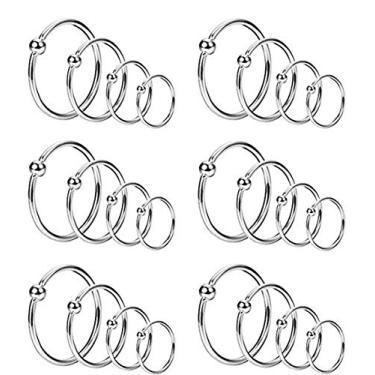 Imagem de YOVORO 24 peças 20 G Anéis de nariz de aço inoxidável para cartilagem de argola Helix Piercing de orelha Tragus Body Jewelry