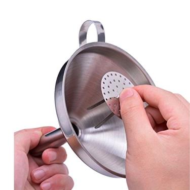 Imagem de Funil Cozinha Inox C/Peneira Removível Tamanho Grande Casa