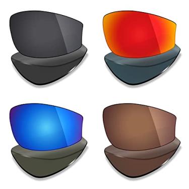 Imagem de 4 pares de lentes polarizadas de substituição Mryok para óculos de sol Wiley X Jake – Stealth preto/vermelho fogo/azul gelo/marrom bronze