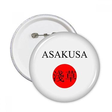 Imagem de Asakusa Japanese City Name Red Sun Flag Round Pins Badge Button Emblema Acessório Decoração 5 peças