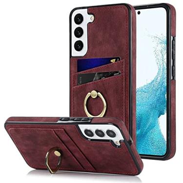 Imagem de Capa de couro de luxo para Samsung Galaxy S22 Ultra S21 Plus S20 FE Note 20 A12 A13 A32 A33 A52 A53 A52S Anel Carteira, Vinho Tinto, para Samsung A23 5G