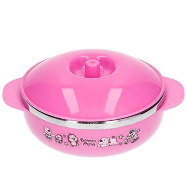 Imagem de Caixa isolada infantil, caixa de refeição em aço inoxidável dos desenhos animados, anti-quente refeição, isolada a vácuo, tampa da tigela do recipiente de alimentos(pink12cm)
