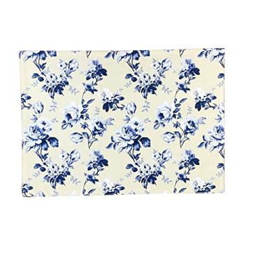 Imagem de Jogo Americano 2 Peças de Algodão Folhas Azul 45cm x 33cm - Wolff