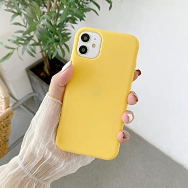 Imagem de Para iPhone 14 13 12 11 Pro Max Mini X XS XR 7 8 14 Plus capas capa de silicone de cor sólida líquida, amarelo, para iPhone 8