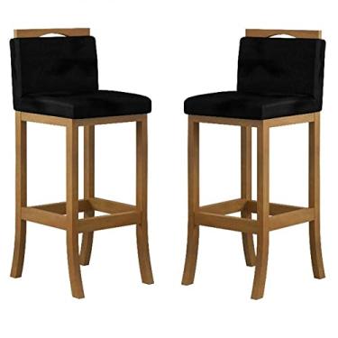 Imagem de Conjunto 2 Banquetas em Madeira Maciça Londres Ccs Interiores Amendôa