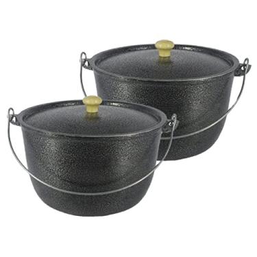 Imagem de Jogo 2 Caldeirões Aluminio Batido Craqueado Preto com Alça
