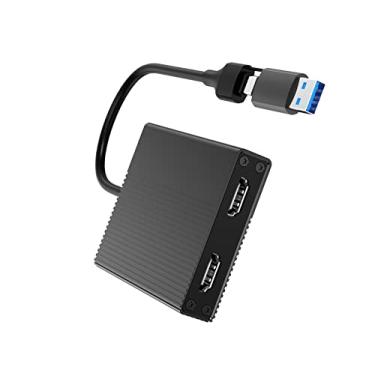Imagem de HBAVLINK Adaptador Displaylink USB 3.0 para adaptador de monitor duplo, divisor HDMI duplo, chip DisplayLink DL6950, compatível com Windows, macOS, mac M1 M2 M3 Android, Chrome OS