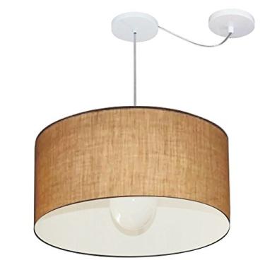 Imagem de Lustre Pendente com Desvio de Centro Cúpula Tecido 55x30 cm, Vivare Iluminação, Pendente4233 LP, Palha, Médio