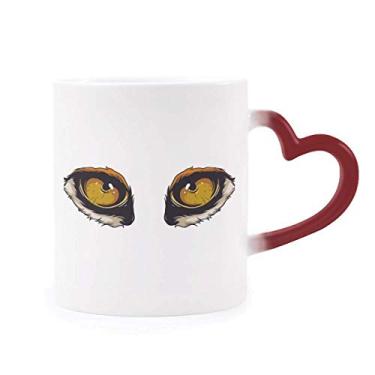 Imagem de Caneca de grés com estampa de animal de raposa sensível ao calor com mudança de cor vermelha