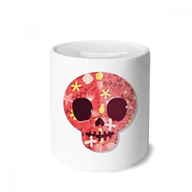 Imagem de DIYthinker Caixa de moedas de cerâmica rosa Crânios do México Dia dos Mortos Porta-moedas Presente de cofrinho