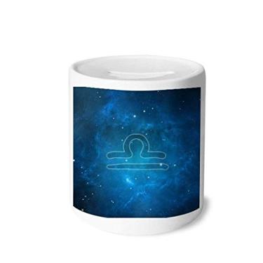 Imagem de DIYthinker Noite estrelada Libra Constelação do Zodíaco Caixa para Dinheiro Caixa de Cerâmica Porta-Moedas Presente