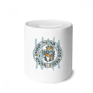 Imagem de DIYthinker Caixa de moedas de cerâmica abstrata com estampa de desenho de animal e porta-moedas