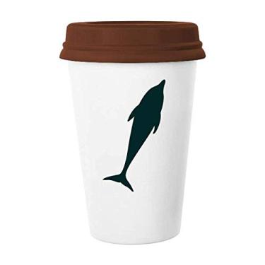 Imagem de Blue Ocean Docile Streamline Caneca de golfinho Copo de cerâmica Copo de café Copo de cerâmica