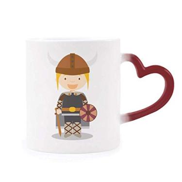 Imagem de Caneca Sweden Viking desenho sensível ao calor caneca vermelha muda de cor