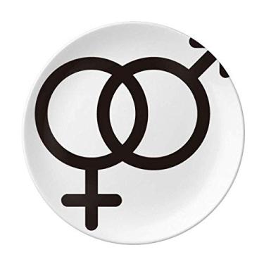 Imagem de Diferença de gênero igualdade entre homens e mulheres, prato de arco-íris, decoração de porcelana salver, louça de jantar