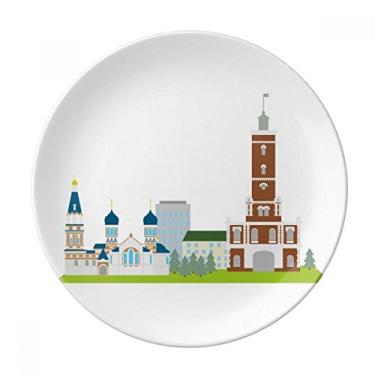 Imagem de Omsk Rússia Placa com Padrão Nacional de Porcelana Decorativa Salver Prato de Jantar