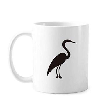 Imagem de Caneca preta cinza garça retrato animal cerâmica café porcelana caneca louça