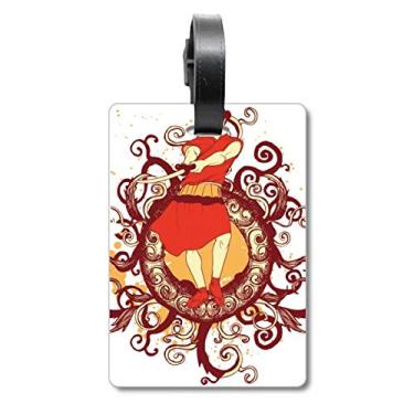 Imagem de Bolsa de mala com ilustração de espada Samurai vermelha japonesa, etiqueta de bagagem para cartão de bagagem