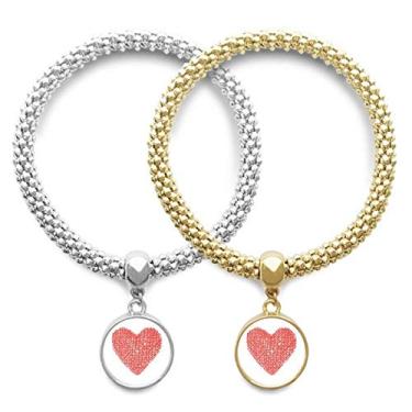 Imagem de DIYthinker Bracelete com pingente de coração rosa para amantes do dia dos namorados, joia para presente de casal