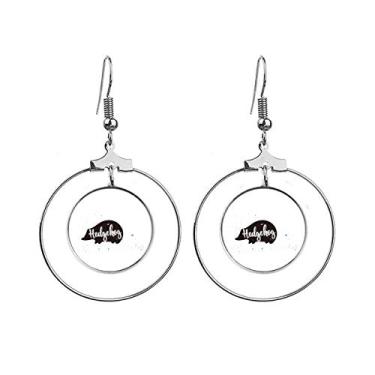 Imagem de Brincos de porco-espinho preto e branco com argola pendente, joia circular