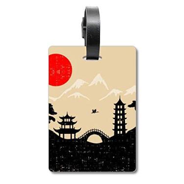 Imagem de Bolsa de mala japonesa, preta, branca, vermelha, amarela, com etiqueta para cartão de bagagem