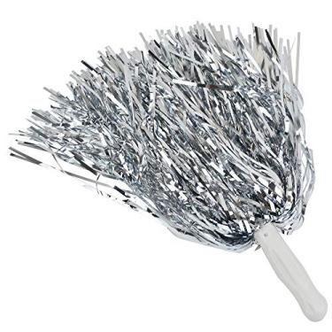 Imagem de baotongle 12 peças de pompons divertidos de torcida com espírito esquadrão de líderes de torcida acessório para festa dança esportes (slivery)