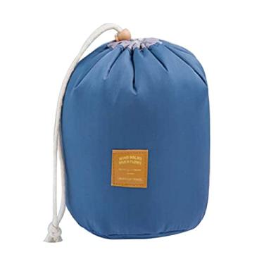 Imagem de Grey990 Bolsa de armazenamento, bolsa de armazenamento portátil para lavagem com cordão, bolsa organizadora de cosméticos, Azul,