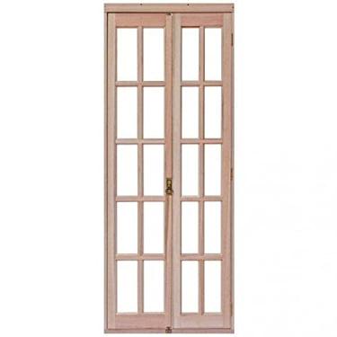 Imagem de Portas Camarão para Vidros Quadriculados Sanfona à Direita Rondosul Natural