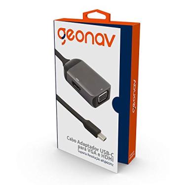 Imagem de Geonav Adaptador USB-C (tipo C) para HDMI e VGA, compatível com o padrão 4K 60Hz, UCA09, Cinza Escuro