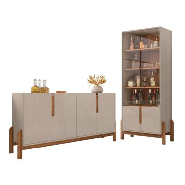 Imagem de Conjunto Buffet E Cristaleira Jayce Off White Cedro