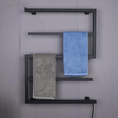 Imagem de Aquecedor De Toalhas Com Temporizador de Aço Inoxidável Doméstico Banheiro Toalheiro De Secagem Inteligente Termostático Display Digital Radiador,Black,800 * 600mm