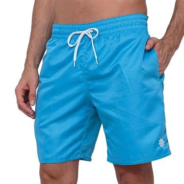 Imagem de Shorts Bermuda Masculina para academia Tactel com bolsos Cor:Azul Claro;Tamanho:M